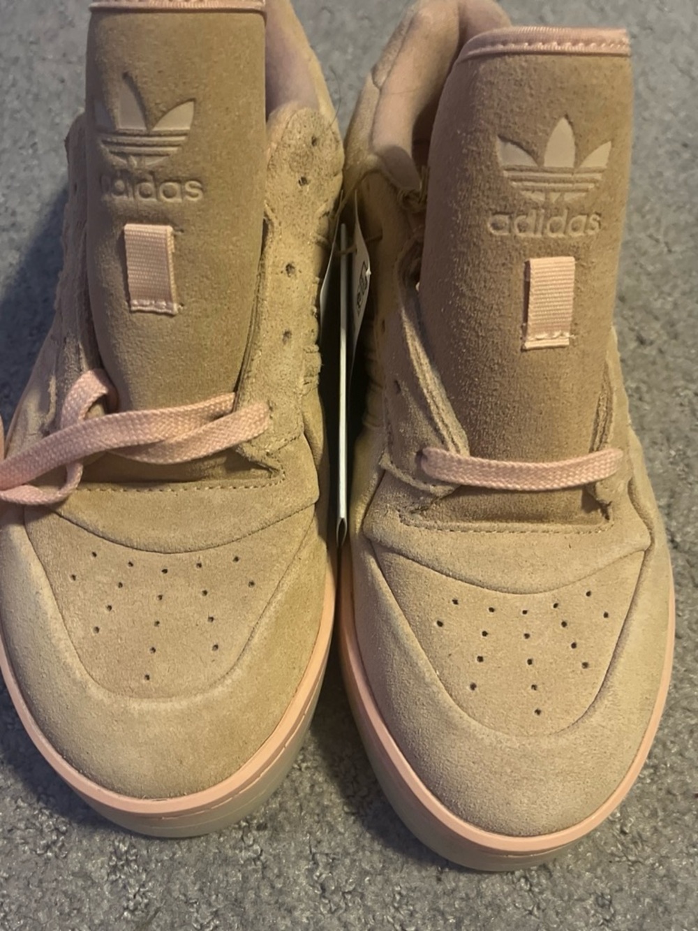 adidas pink 6 woman Suede High-Top Sneakers in Light Pink/Tan